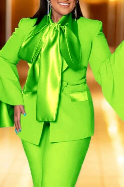 Pretty Satin Self-tie Neck Blouse 17 Pretty Satin Self-tie Neck Blouse -Acorpstyle XTF3424 GR 1