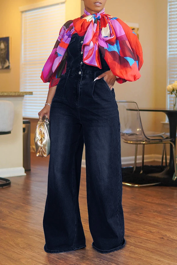 Stylish Denim Bandeau Wide Leg Jumpsuit 3 Stylish Denim Bandeau Wide Leg Jumpsuit - Image 3