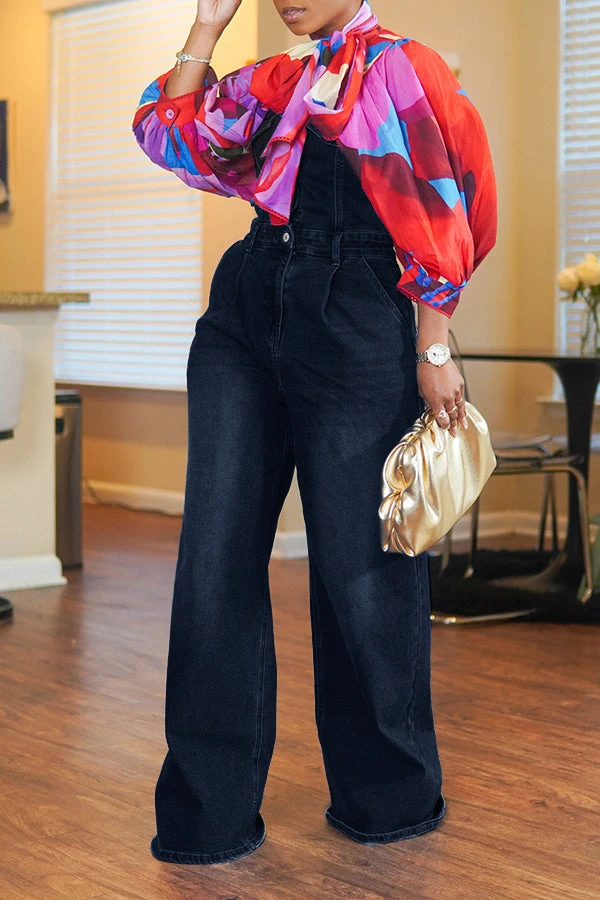 Stylish Denim Bandeau Wide Leg Jumpsuit 4 Stylish Denim Bandeau Wide Leg Jumpsuit - Image 4