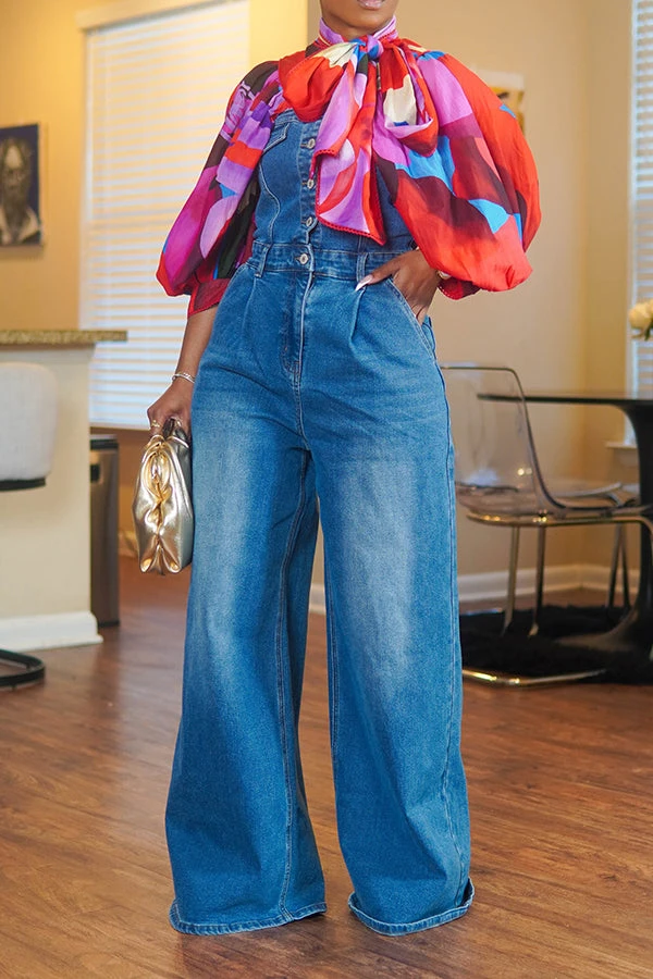 Chic Colorblock Knot Collar Lantern Sleeve Blouse 2 Chic Colorblock Knot Collar Lantern Sleeve Blouse - Image 2