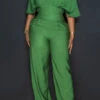 Chic V Neck Short Sleeve Wide Leg Jumpsuit