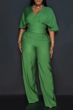 Chic V Neck Short Sleeve Wide Leg Jumpsuit