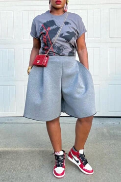 Chic Pleated Wide Leg Shorts -Acorpstyle XTF4143 AS 4