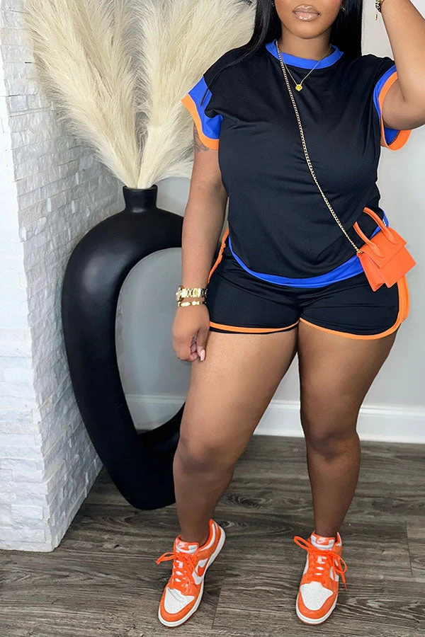 Bright Color Block T-shirt & Shorts Set 5 Bright Color Block T-shirt & Shorts Set - Image 5