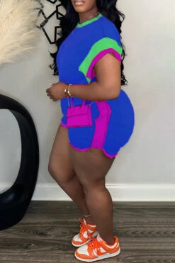 Bright Color Block T-shirt & Shorts Set 9 Bright Color Block T-shirt & Shorts Set -Acorpstyle XTF4541 BL 2 b54baea4 69a4 4d5b 8ddd 818dae9d0709