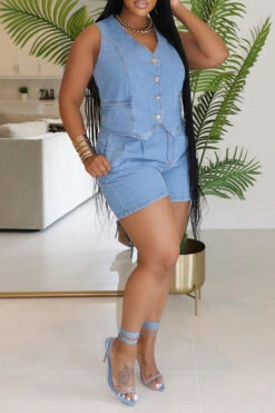 Denim Button Down Gilet & Shorts Set 5 Denim Button Down Gilet & Shorts Set -Acorpstyle XTF4646 WB 3