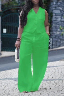 Solid Button Up Vest & Wide Leg Pants Set 8 Solid Button Up Vest & Wide Leg Pants Set -Acorpstyle XTF5029 GR 1 dd766f85 c1ec 458b 9660 6b7bb01b8188