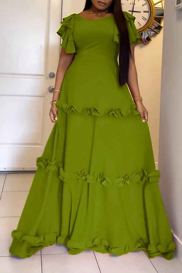 Layered Ruffle Sleeve Frilled Maxi Dress 4 Layered Ruffle Sleeve Frilled Maxi Dress - Image 4