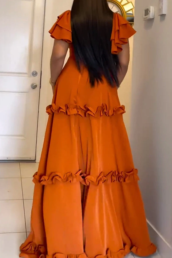 Layered Ruffle Sleeve Frilled Maxi Dress 2 Layered Ruffle Sleeve Frilled Maxi Dress - Image 2