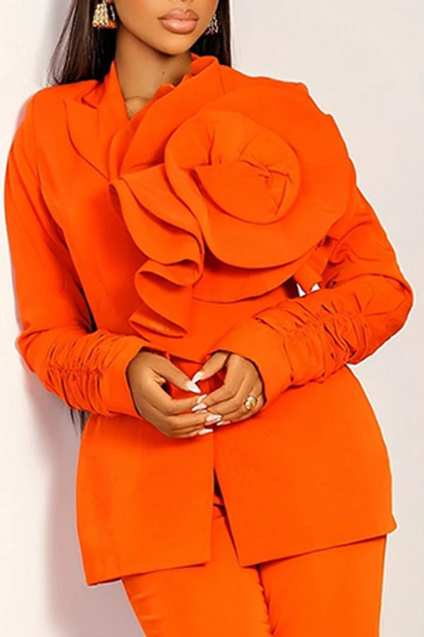 Elegant Three-Dimensional Flower Blazer & Pants Set 3 Elegant Three-Dimensional Flower Blazer & Pants Set - Image 3