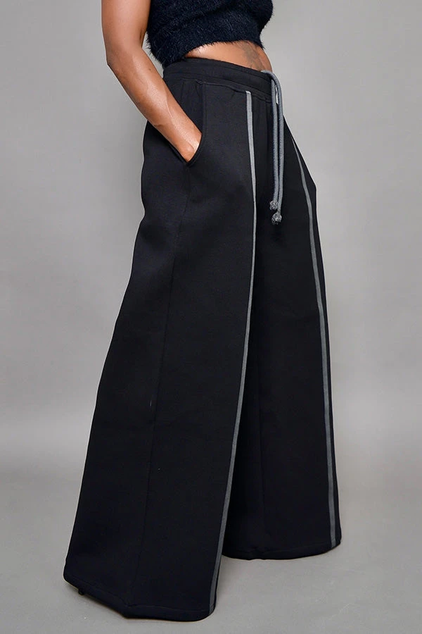 Casual Drawstring Hoodie & Wide Leg Pants Set 3 Casual Drawstring Hoodie & Wide Leg Pants Set - Image 3