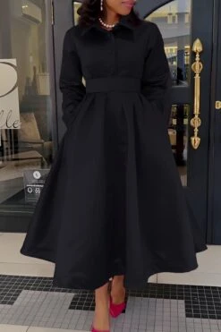 Gorgeous Solid Shirt Collar A-line Dress 10 Gorgeous Solid Shirt Collar A-line Dress -Acorpstyle XTF6239 BK 1 5a9a75a2 eea0 4c0f 8c8a 3ca4af94464a