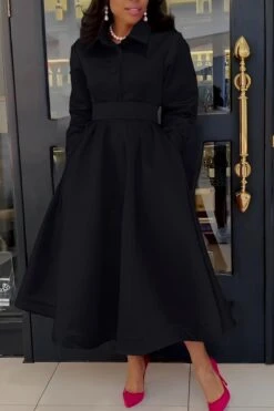 Gorgeous Solid Shirt Collar A-line Dress 11 Gorgeous Solid Shirt Collar A-line Dress -Acorpstyle XTF6239 BK 2 d06ba5c8 24dd 4cbf 81f0 0183e6e1cebb