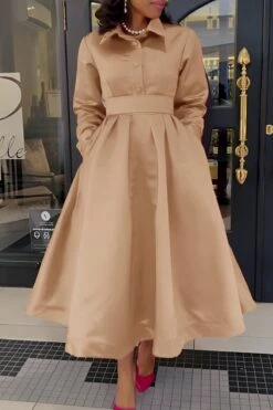 Gorgeous Solid Shirt Collar A-line Dress 12 Gorgeous Solid Shirt Collar A-line Dress -Acorpstyle XTF6239 KH 1 40716a55 d35b 401e 9ae0 658443a378fc