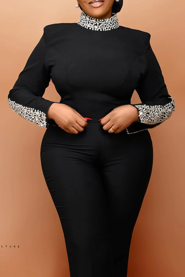 Gorgeous Rhinestones Deocr High Neck Top & Pants Set 6 Gorgeous Rhinestones Deocr High Neck Top & Pants Set - Image 6