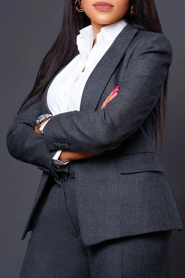 Professional One Button Blazer & Tailored Pants Set 3 Professional One Button Blazer & Tailored Pants Set - Image 3