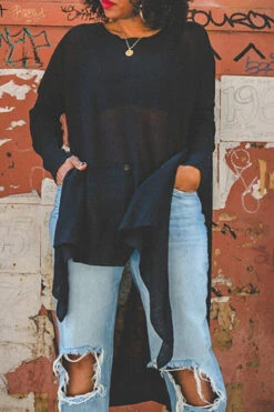 Stylish Asymmetrical Hem Split Top 16 Stylish Asymmetrical Hem Split Top -Acorpstyle XTF6320 BK 2 b42bda09 9fbf 4f95 8249 cf8fa89338ea