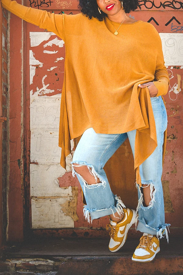 Stylish Asymmetrical Hem Split Top 1 Stylish Asymmetrical Hem Split Top