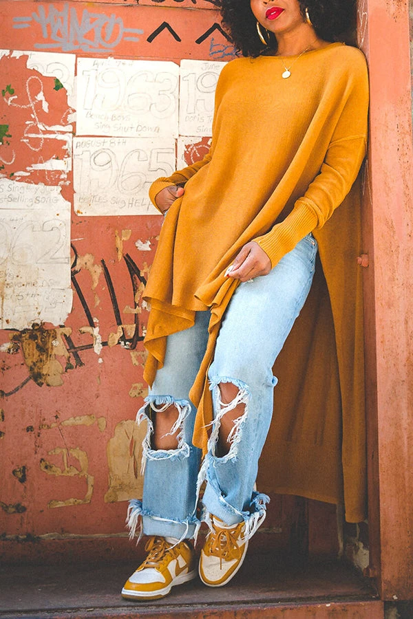 Stylish Asymmetrical Hem Split Top 4 Stylish Asymmetrical Hem Split Top - Image 4