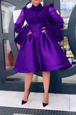 Chic Mesh Ruffle Sleeve Blouse & Skirt Set 24 Chic Mesh Ruffle Sleeve Blouse & Skirt Set -Acorpstyle XTF6427 PU 1