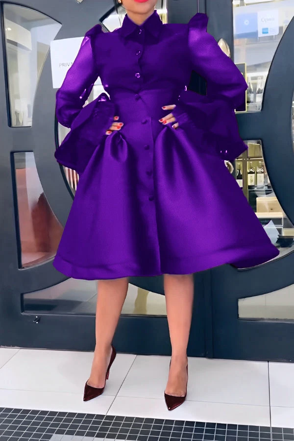 Chic Mesh Ruffle Sleeve Blouse & Skirt Set 12 Chic Mesh Ruffle Sleeve Blouse & Skirt Set - Image 12