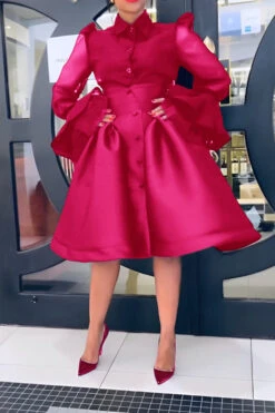 Chic Mesh Ruffle Sleeve Blouse & Skirt Set 20 Chic Mesh Ruffle Sleeve Blouse & Skirt Set -Acorpstyle XTF6427 RR 1