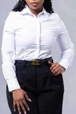 Classic Solid Button Up Blouse