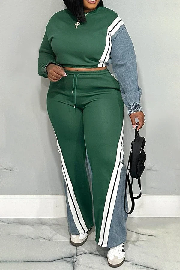 Casual Half Zip Colorblock Top & Pants Set 3 Casual Half Zip Colorblock Top & Pants Set - Image 3