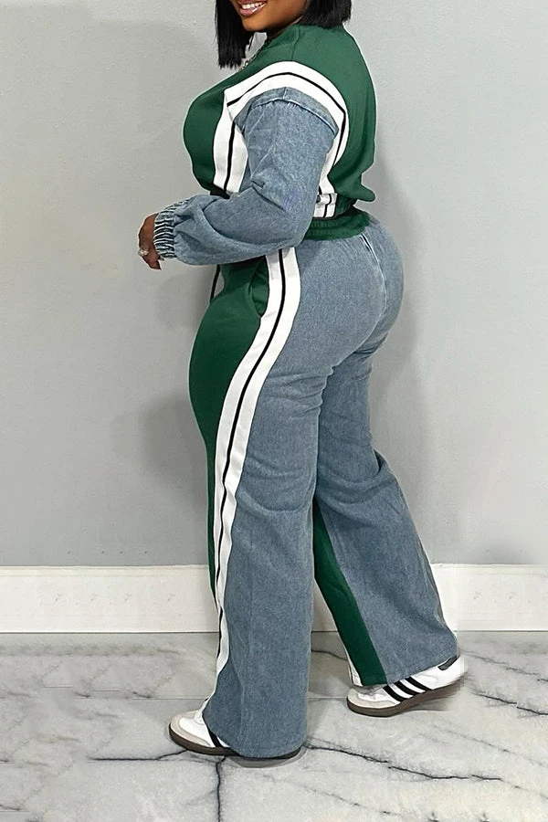 Casual Half Zip Colorblock Top & Pants Set 4 Casual Half Zip Colorblock Top & Pants Set - Image 4