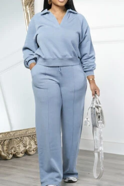 Casual V Collared Top & Drawstring Pants Set 9 Casual V Collared Top & Drawstring Pants Set -Acorpstyle XTF6771 WB 2