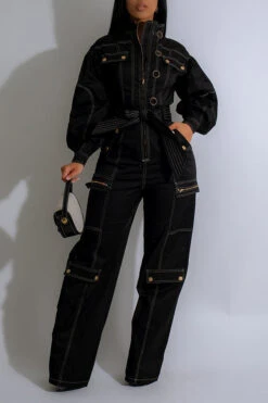 Chic Lantern Sleeve Front Zip Belted Cargo Jumpsuit 6 Chic Lantern Sleeve Front Zip Belted Cargo Jumpsuit -Acorpstyle XTF6813 BK 1 e882ca00 31fa 4382 95bc c5887a7ae4fd