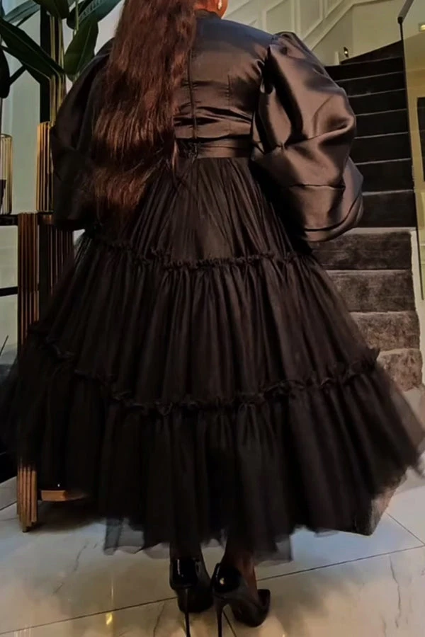 Classy Puff Sleeve Blouse & Tulle Skirt Set 6 Classy Puff Sleeve Blouse & Tulle Skirt Set - Image 6