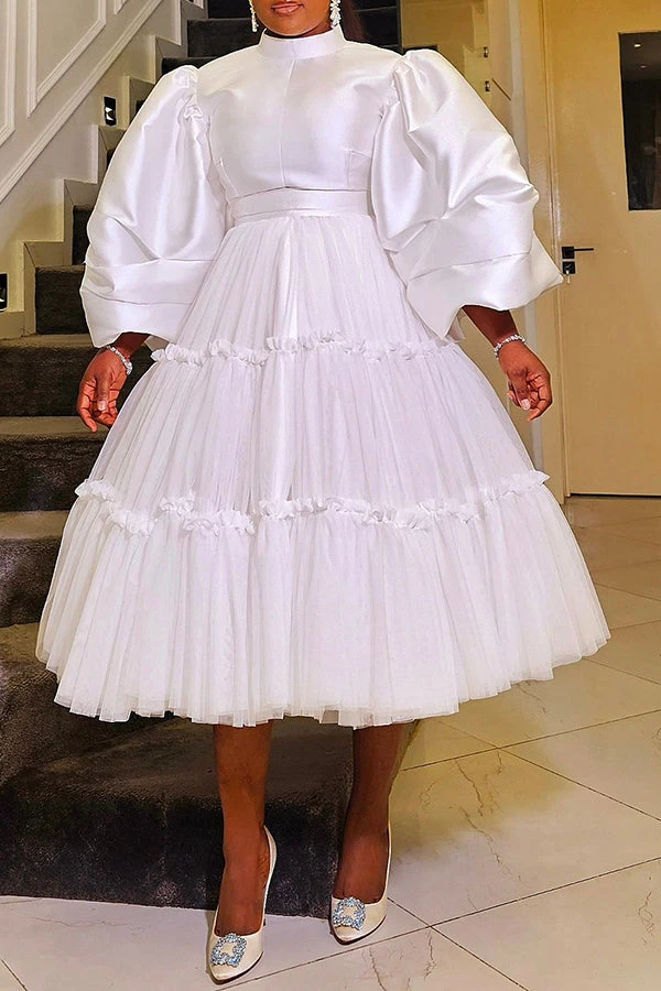 Classy Puff Sleeve Blouse & Tulle Skirt Set 1 Classy Puff Sleeve Blouse & Tulle Skirt Set