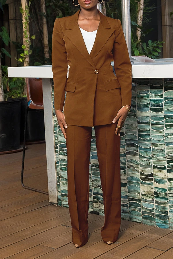 Classic Solid Peak Collar Blazer & Pants Set 6 Classic Solid Peak Collar Blazer & Pants Set - Image 6