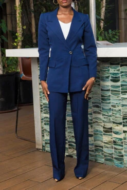 Classic Solid Peak Collar Blazer & Pants Set 10 Classic Solid Peak Collar Blazer & Pants Set -Acorpstyle XTF7020 NB 3