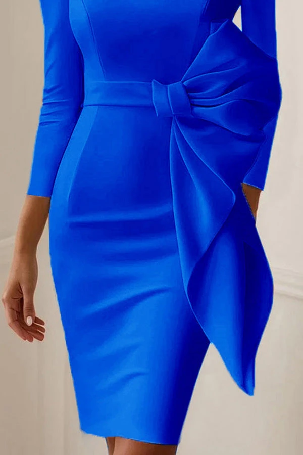 Elegant Bow Boat Neck Midi Dress 2 Elegant Bow Boat Neck Midi Dress - Image 2