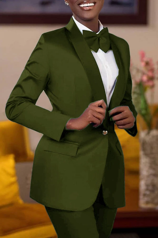 Classic Solid Single Button Blazer & Pants Set 15 Classic Solid Single Button Blazer & Pants Set - Image 15