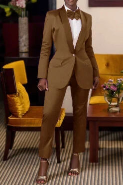 Classic Solid Single Button Blazer & Pants Set 32 Classic Solid Single Button Blazer & Pants Set -Acorpstyle XTF7461 BR 1