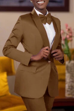 Classic Solid Single Button Blazer & Pants Set 33 Classic Solid Single Button Blazer & Pants Set -Acorpstyle XTF7461 BR 2