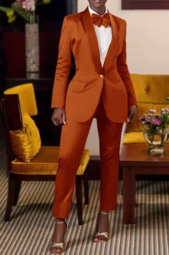 Classic Solid Single Button Blazer & Pants Set 20 Classic Solid Single Button Blazer & Pants Set -Acorpstyle XTF7461 OR 1