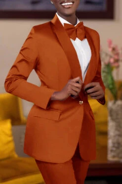 Classic Solid Single Button Blazer & Pants Set 21 Classic Solid Single Button Blazer & Pants Set -Acorpstyle XTF7461 OR 2