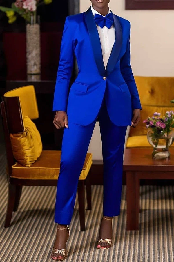 Classic Solid Single Button Blazer & Pants Set 1 Classic Solid Single Button Blazer & Pants Set