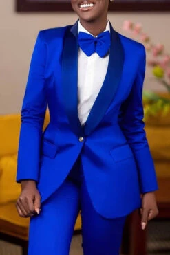 Classic Solid Single Button Blazer & Pants Set 19 Classic Solid Single Button Blazer & Pants Set -Acorpstyle XTF7461 RB 3