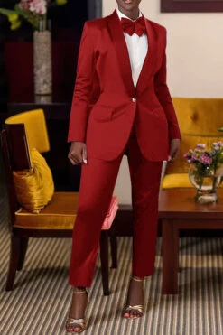 Classic Solid Single Button Blazer & Pants Set 28 Classic Solid Single Button Blazer & Pants Set -Acorpstyle XTF7461 RE 2