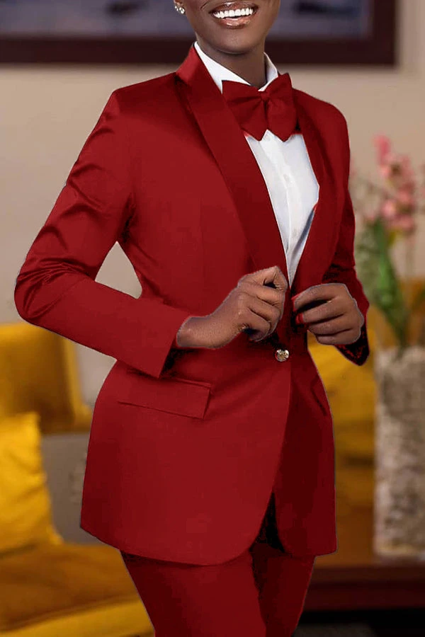 Classic Solid Single Button Blazer & Pants Set 13 Classic Solid Single Button Blazer & Pants Set - Image 13
