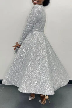 Elegant Round Neck Sequin Dress 8 Elegant Round Neck Sequin Dress -Acorpstyle XTF7607 SI 3
