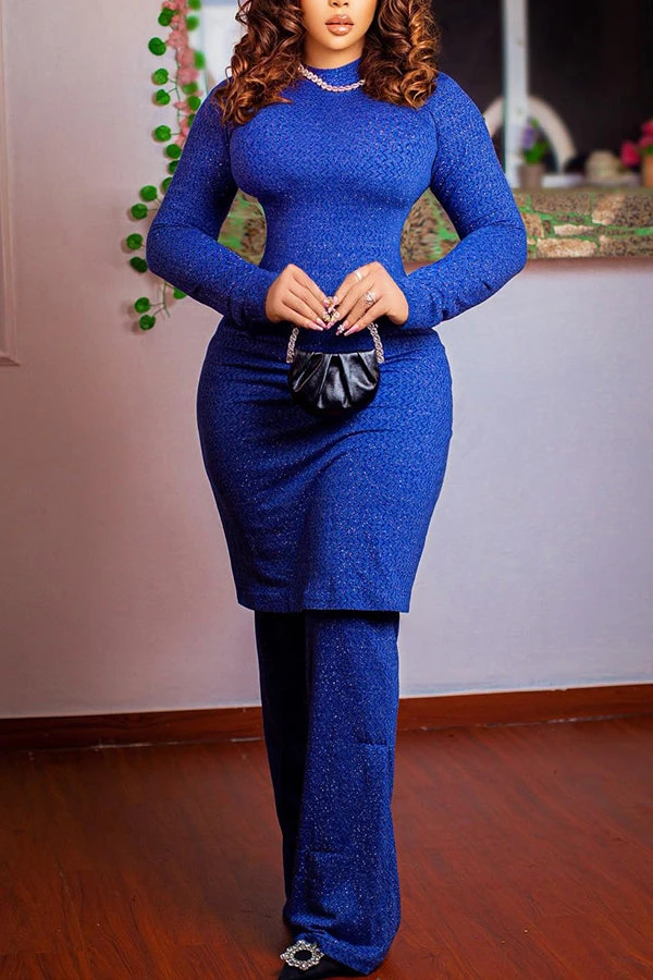 Stylish Round Neck Long Top & Pants Set 1 Stylish Round Neck Long Top & Pants Set