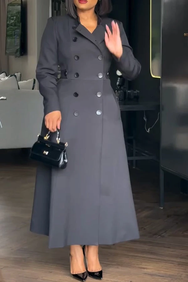 Mock Neck Double Breasted Dress 4 Mock Neck Double Breasted Dress - Image 4