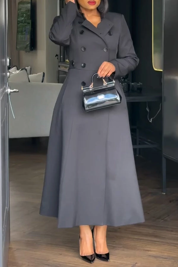 Mock Neck Double Breasted Dress 7 Mock Neck Double Breasted Dress - Image 7