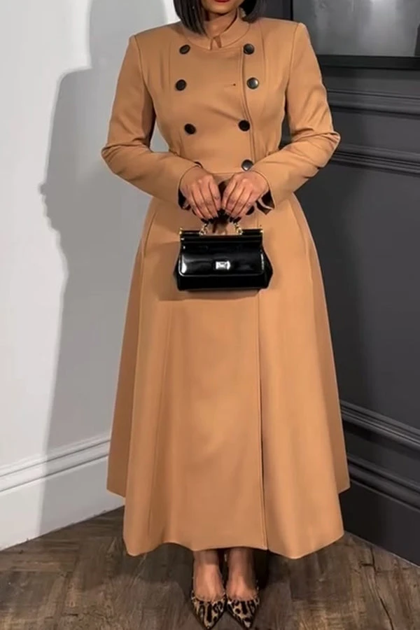 Mock Neck Double Breasted Dress 3 Mock Neck Double Breasted Dress - Image 3